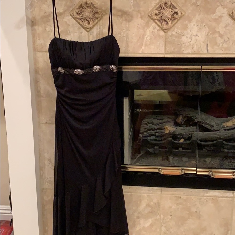 Black dress with ruffled tiered bottom